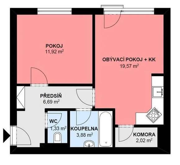 Pronájem bytu 2+kk, ul. Kotěrova,  Brno - Černá Pole, garážové stání