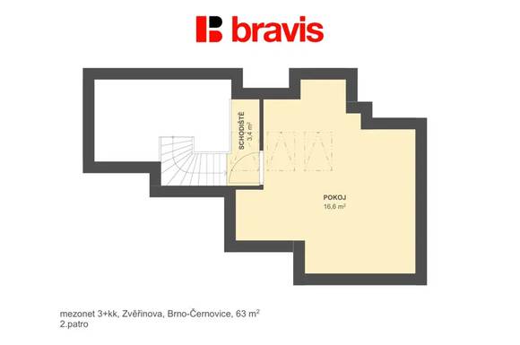 Pronájem bytu 3+kk 63 m², Brno - Černovice, ulice Zvěřinova, klimatizace, zařízený