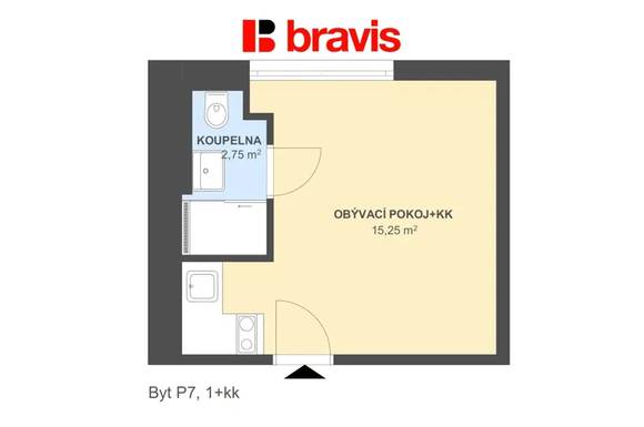 Rent flats 1+KT, 19 m² - Popůvky