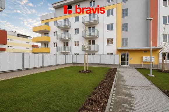Pronájem bytu 2+kk, Brno - Kamechy, Novodvorská ulice, novostavba, terasa, sklep, klidná lokace