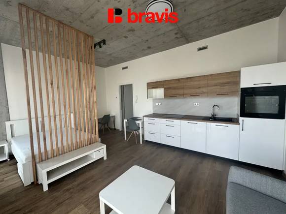 Pronájem moderního, kompletně zařízeného bytu 1+kk, parkovací stání v ceně, v blízkosti centra, ulice Bohunická, ABT park