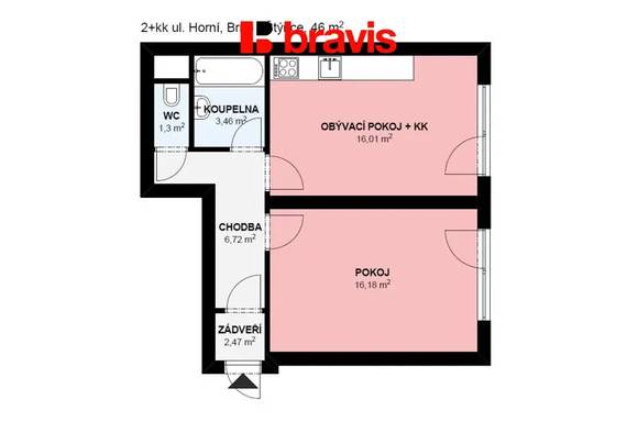 Pronájem bytu 2+kk, ulice Horní, Brno-Štýřice, terasa, zahrada, blízko centra města