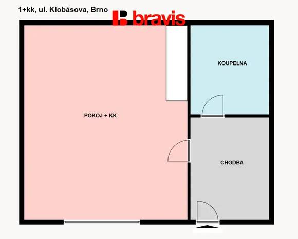 Pronájem útulného bytu 1+kk, Brno – Starý Lískovec, ul. Klobásova