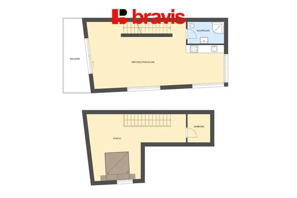 Pronájem, loftového bytu 2+kk, Brno - Husovice. Parkování před domem