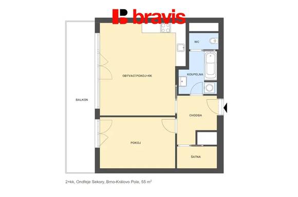 Pronájem bytu 2+kk, Brno - Sadová, ul. Ondřeje Sekory, novostavba, terasa, sklep, garážové stání