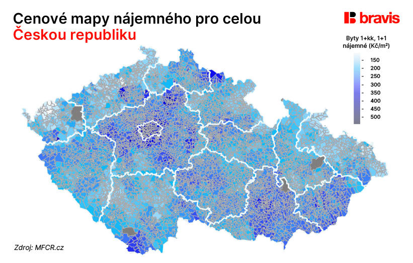 Cenová mapa nájemného